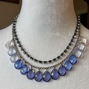 Aeropostale Blue and Silver Teardrop Necklace 1